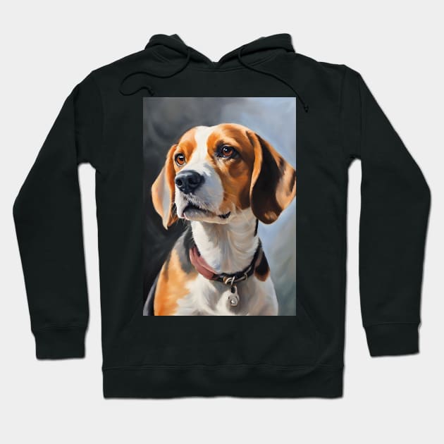 Cute Beagle Dog Breed Oil Painting Hoodie by Art-Jiyuu